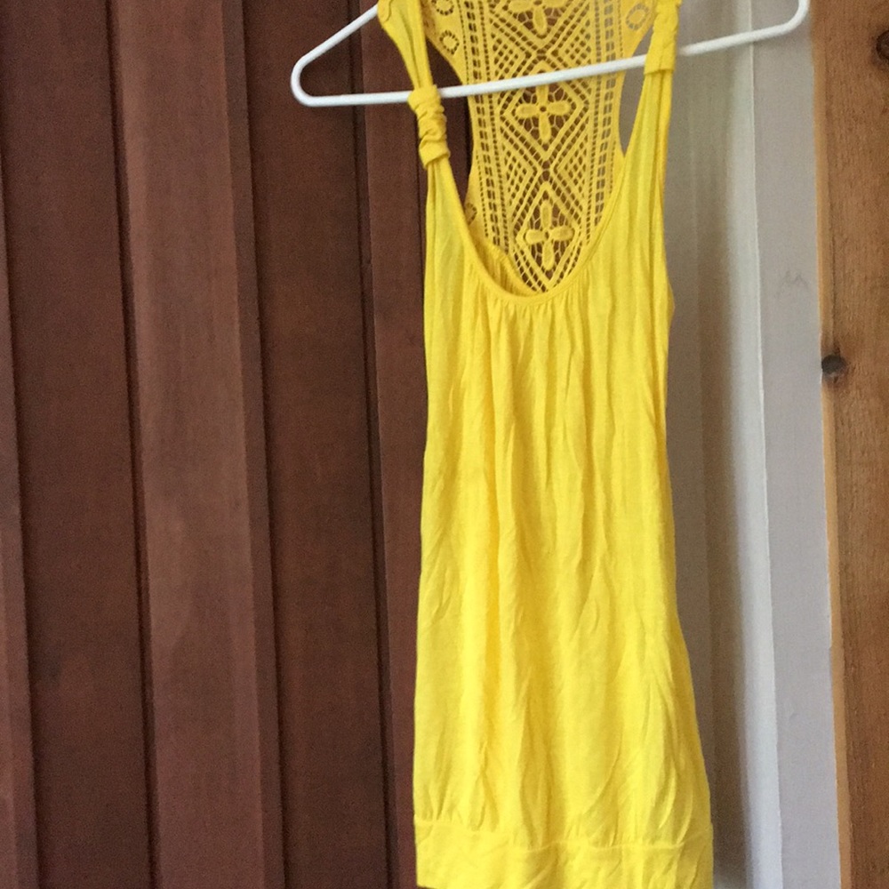 Yellow top with embroidered back